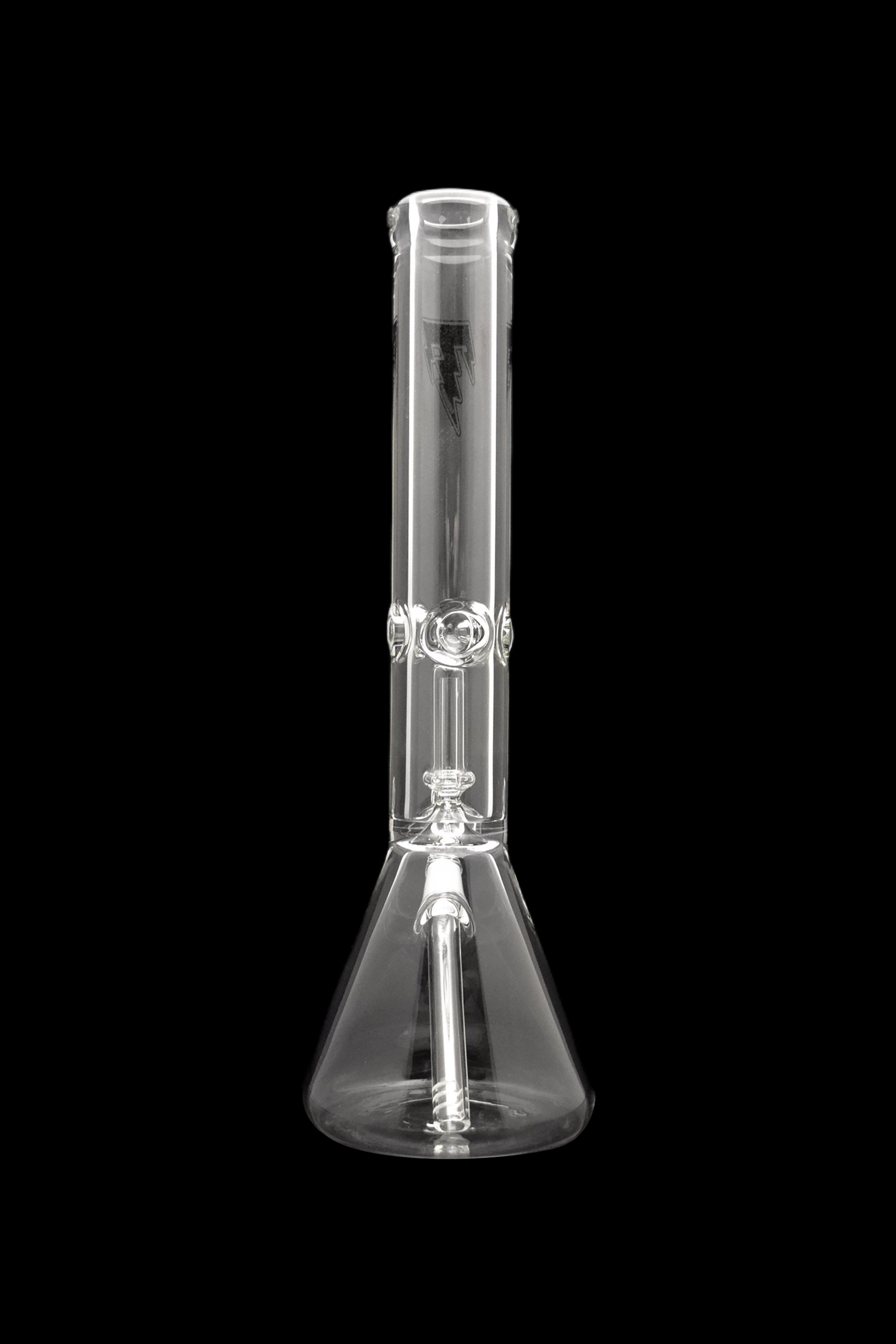 Clear glass bong isolated on a black background.