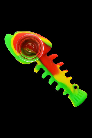 Rasta - The "Fishbone" Silicone Hand Pipe with Glass Bowl