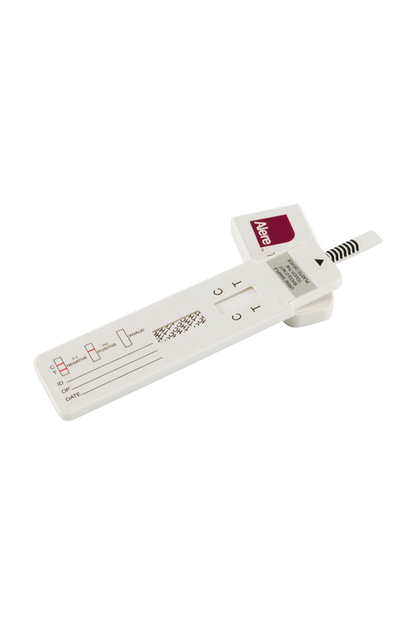 A close-up, angled view of the uTest Single-Use 1 Panel THC Drug Test, showing the test strip against a plain white background.
