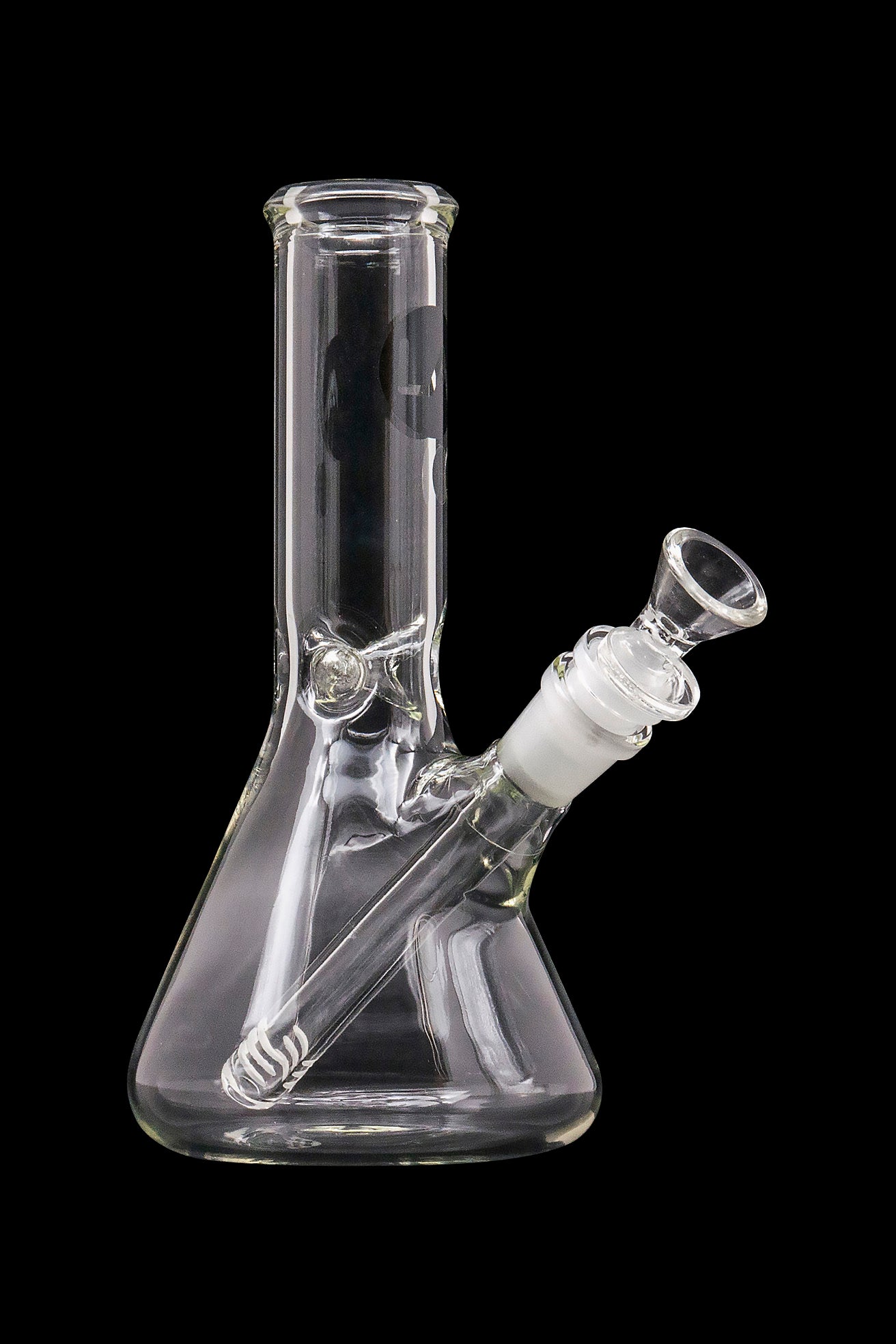 A front view of the LA Pipes Basic Beaker Water Pipe - Simply Guy, showing the clear glass beaker against a dark background.