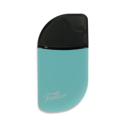 A slightly angled, close-up view of the Kandy Pens Feather Compact Vaporizer, showcasing its sleek, minimalist design.