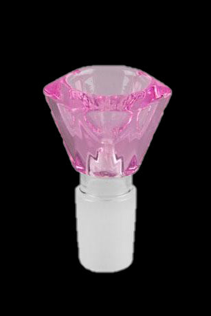 Pink glass cannabis bowl for smoking.