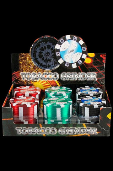 Metal Poker Chip 3-Piece Grinder - 12 Pack