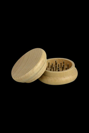 Round 2-Piece Wooden Grinder With Metal Teeth - Bulk 12 Pack