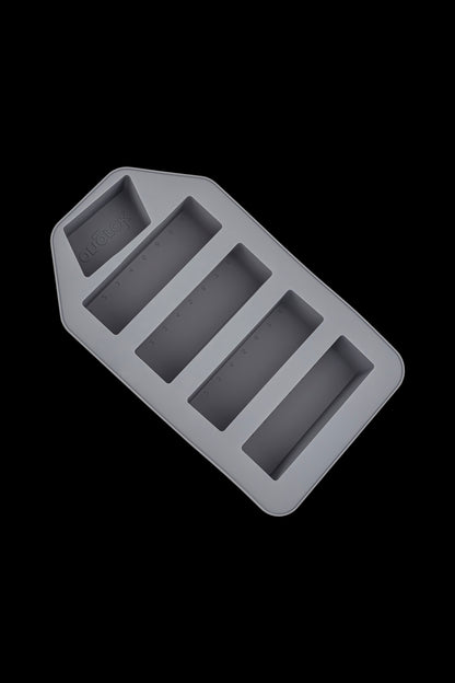 Sleek, coffin-shaped storage case with multiple compartments for cannabis accessories.