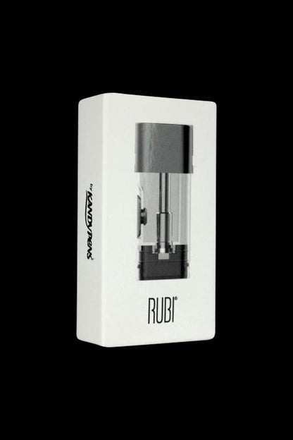 Front view of the Kandy Pens RUBI 1ml Pod, showcasing its clear casing and minimalist design against a plain background.