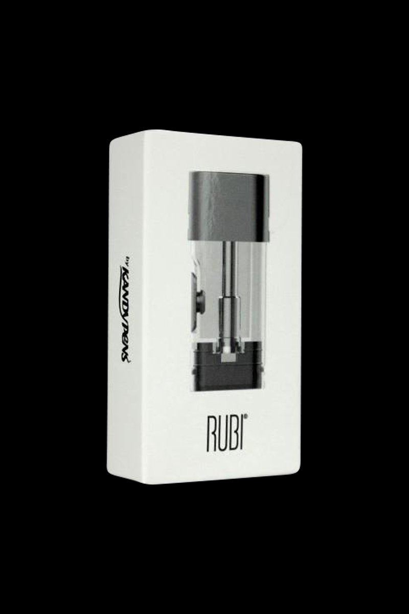Front view of the Kandy Pens RUBI 1ml Pod, showcasing its clear casing and minimalist design against a plain background.