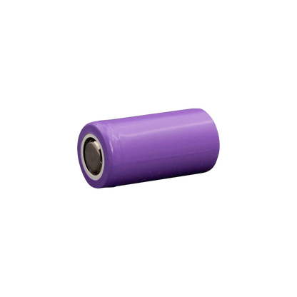 Close-up of the DaVinci MIQRO Battery, showcasing its cylindrical shape and sleek, dark finish against a plain white background.