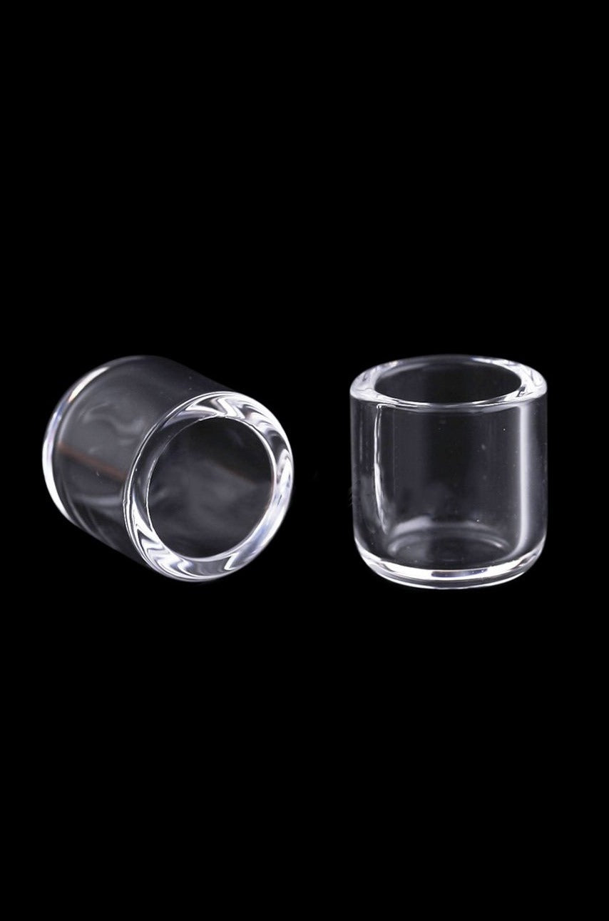 Clear quartz banger inserts for vaporizing cannabis concentrates.