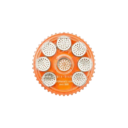 A top-down view of the Storz & Bickel Magazine, holding eight silver dosing capsules arranged in a circular pattern.