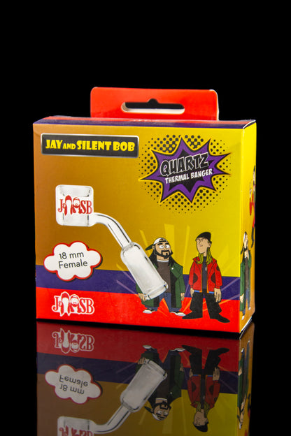 Boxed quartz thermal banger for dabbing, featuring Jay and Silent Bob from *Clerks* on the packaging.