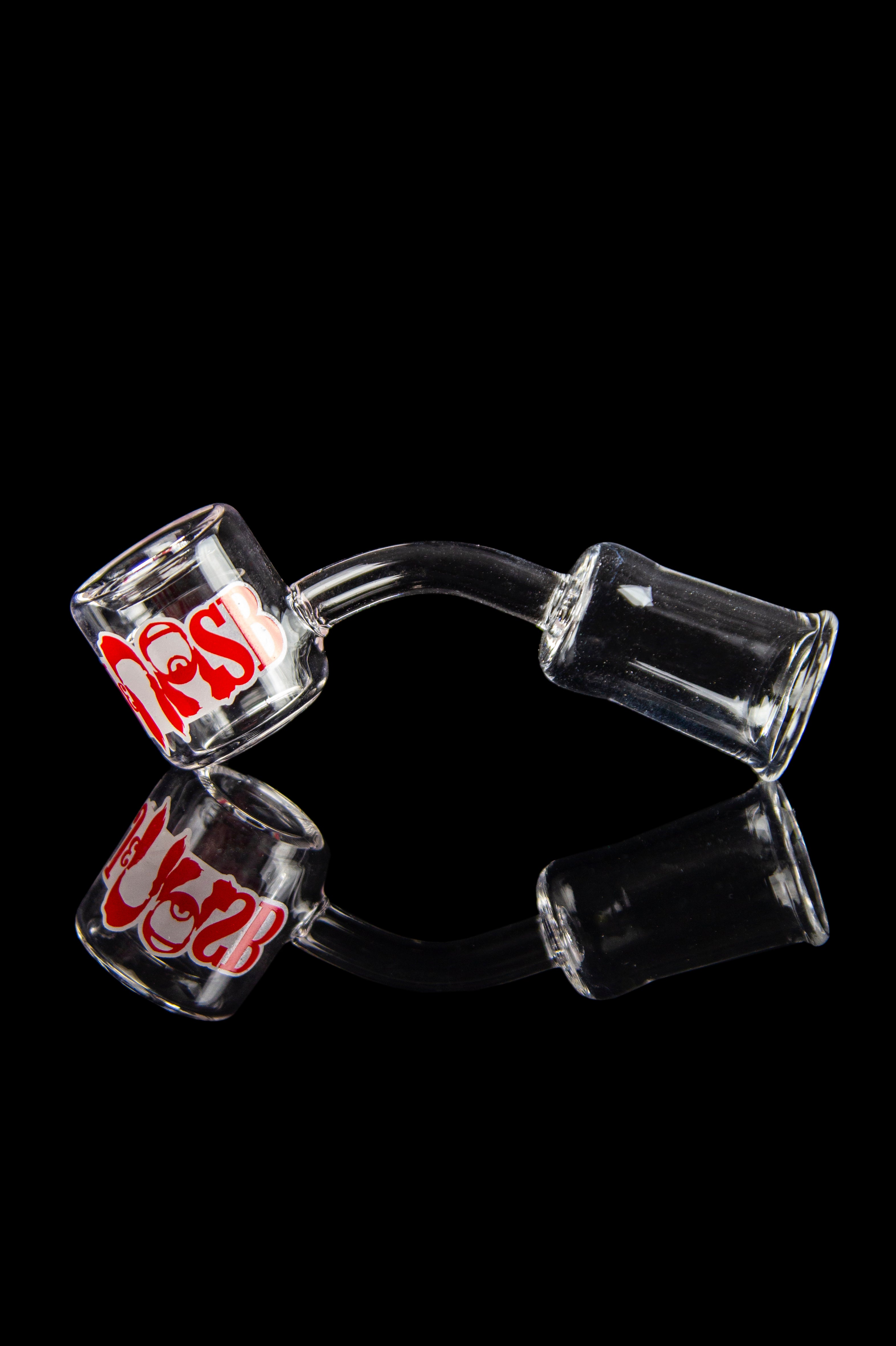 Clear glass dabs with red “GAS” lettering on a black background.