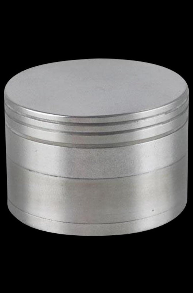 Front view of the Metal 4-Piece Grinder, a silver metallic grinder with four visible sections.
