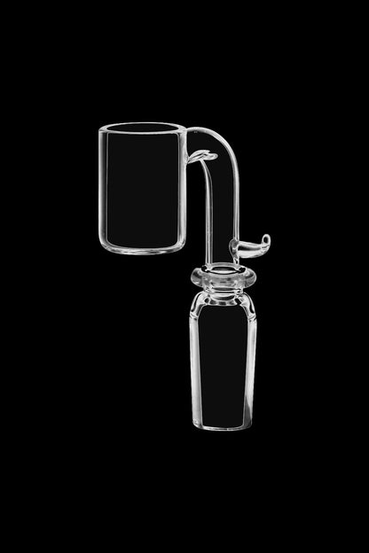 A close-up view of the Quartz Banger for 20mm E-Nail Coils, showing its clear glass construction and rounded shape.