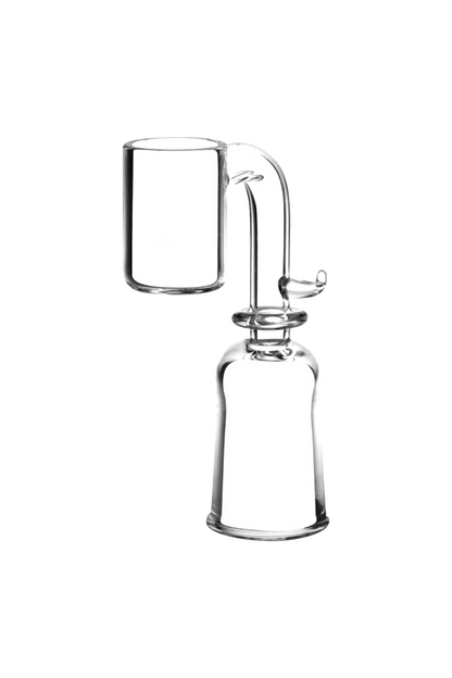 A detailed close-up of the Quartz Banger for 20mm E-Nail Coils, showing its clear quartz construction and cylindrical shape.