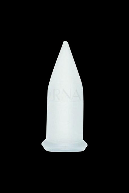 A stack of white Crafty and Mighty Mouthpiece Covers, shown in a high-angle studio shot against a plain white background.