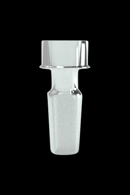A straight-on view of the G Pen Connect Glass Adapter, showing its clear glass construction and simple cylindrical shape.