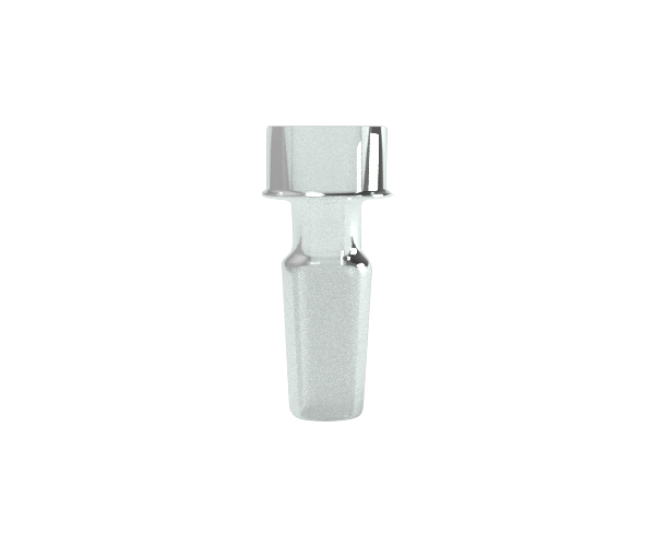 Front view of the G Pen Connect Glass Adapter, a clear glass piece with a rounded top and cylindrical shape.