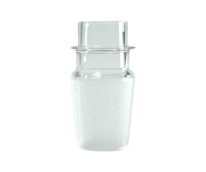 A straight-on view of the G Pen Connect Glass Adapter, showing the clear glass construction and simple cylindrical shape.