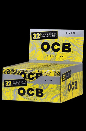 OCB Solaire Slim Rolling Papers & Tips - 24 Pack Display