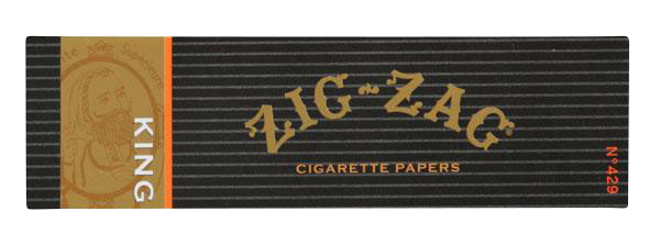 Front view of the Zig Zag King Size Rolling Papers - 24 Pack, showcasing a colorful pack with text and branding.