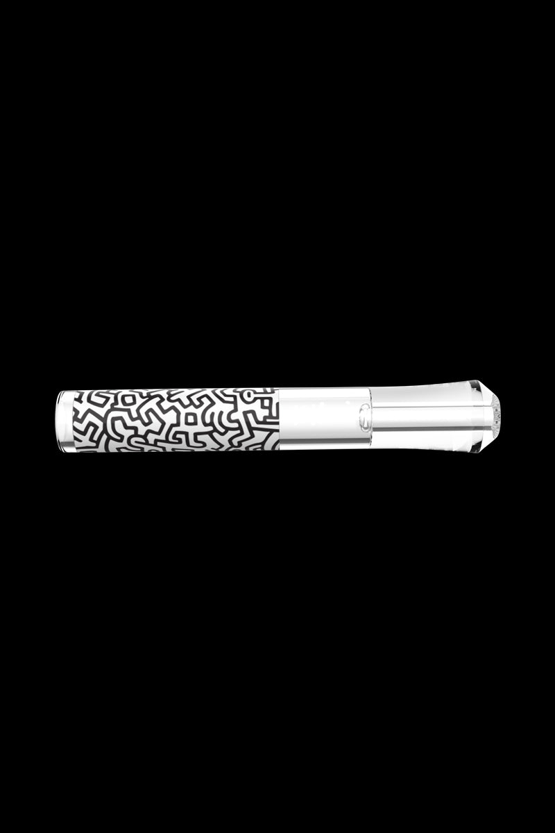 A close-up, angled view of the K.Haring Taster Chillum Pipe, displaying its patterned design against a plain white background.