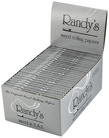 A stack of Randy's Original Wired Rolling Papers, presented from a slightly angled front view with the branded packaging visible.