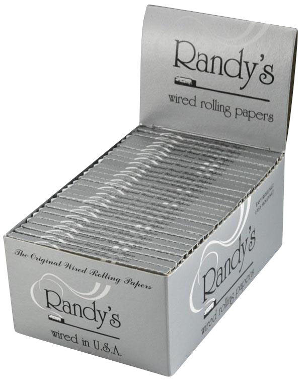 A stack of Randy's Original Wired Rolling Papers, presented from a slightly angled front view with the branded packaging visible.