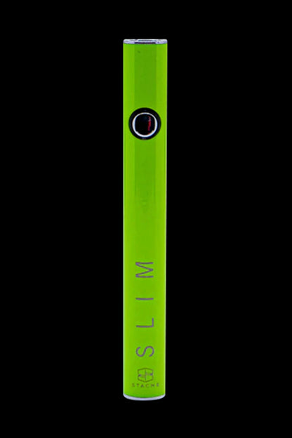 Bright green cannabis vape pen with “SLIM” vertically printed along the side.