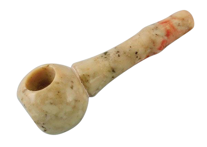 A side view of the Small Marble Stone Pipe, showing its smooth, curved form and stone texture.