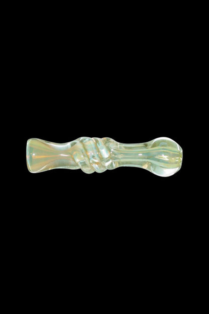 A front view of the Glassex Round Mouth Fumed Glass Chillum, showing the dark-tinted glass one-hitter against a plain white background.