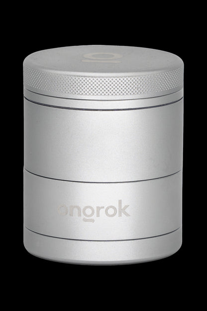 Silver cannabis storage container with “ngrok” logo.