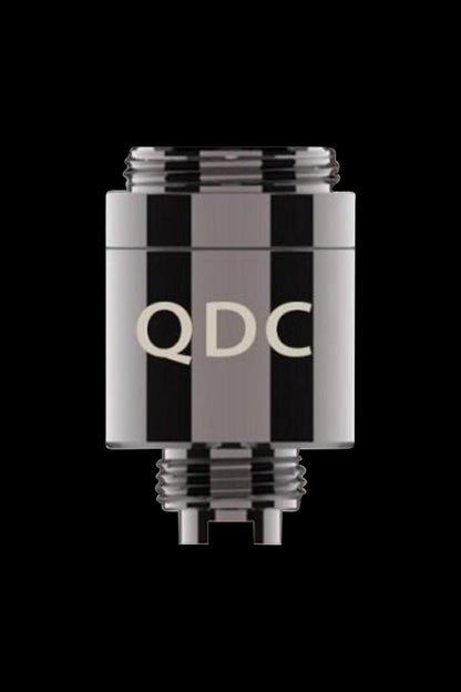 Close-up view of the Yocan Apex Mini Coil, showcasing its metallic threading and cylindrical shape against a plain white background.