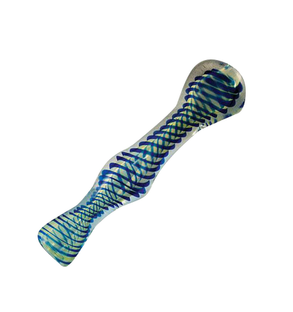A close-up shot of the Twisted Taster Chillum Pipe, showing its textured glass design against a plain white background.