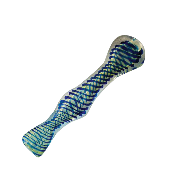 A close-up shot of the Twisted Taster Chillum Pipe, showing its textured glass design against a plain white background.