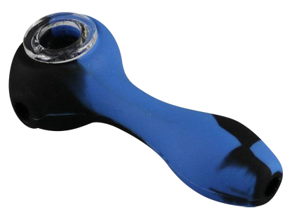 A three-quarter view of the Unbreakable Classic Silicone Hand Pipe, showing its sleek, dark-colored design.