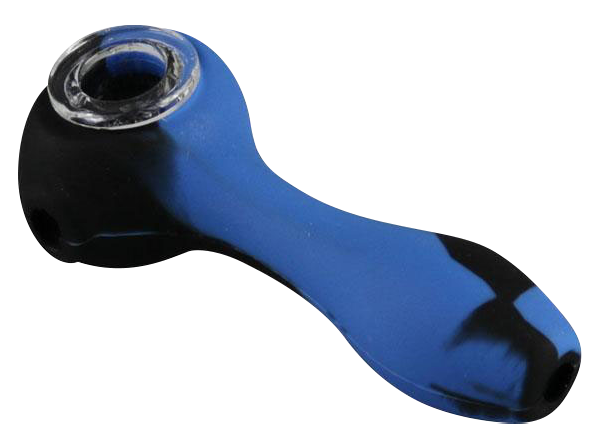 A three-quarter view of the Unbreakable Classic Silicone Hand Pipe, showing its sleek, dark-colored design.