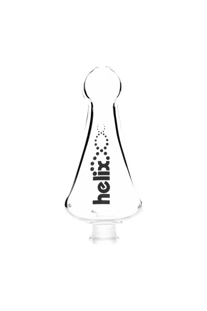 Front view of the GRAV® Helix™ 14.5mm Multi-Purpose Kit Mouthpiece, showcasing its sleek, clear glass construction.