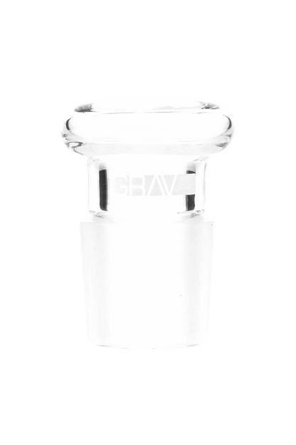 Close-up of the GRAV® Phoenix Ash Catcher Lid, displaying its clear glass construction in a high-angle shot.