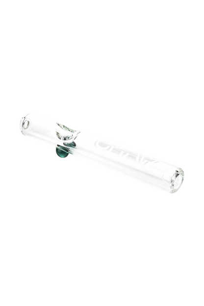 A side view of the GRAV® Clear Classic Steamroller, displaying its transparent glass construction and streamlined shape.