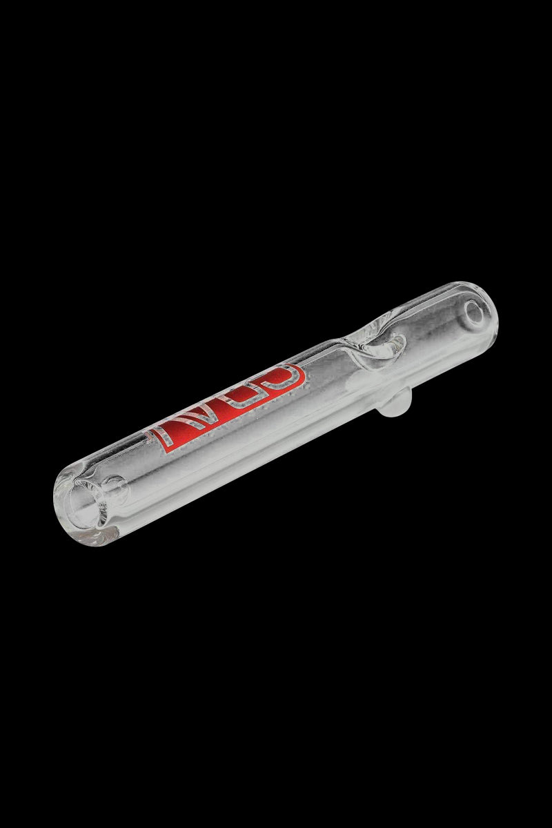 A side view of the GRAV® Clear Classic Steamroller shows the clear glass pipe angled against a dark background.