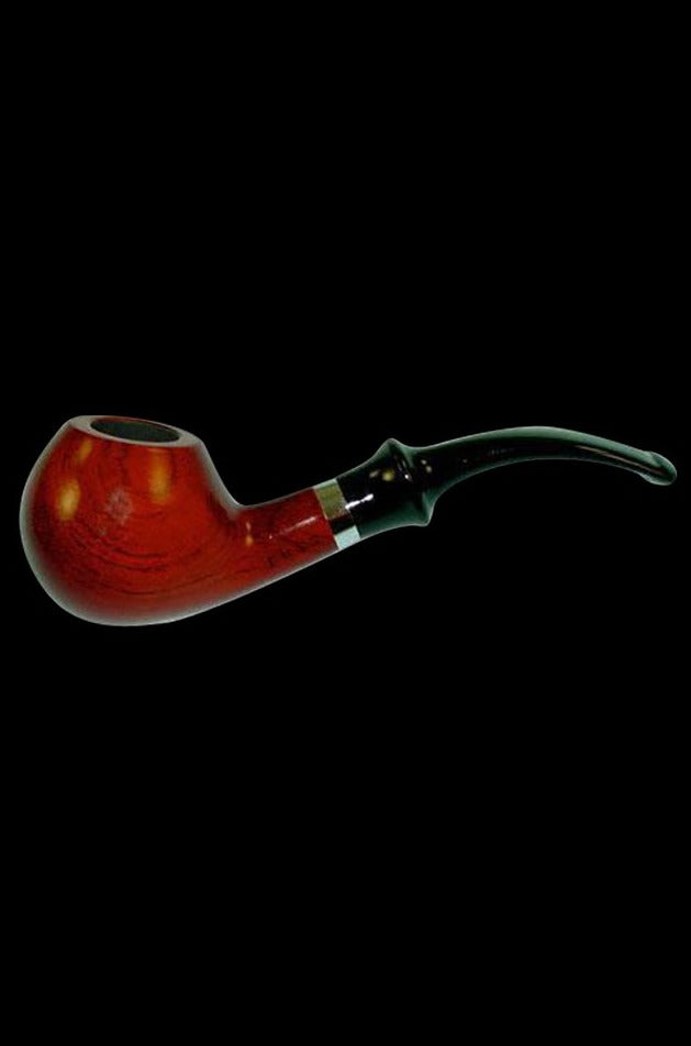 A side view of the Pulsar Rosewood Tobacco Pipe with a dark, wood-grain finish and curved stem.