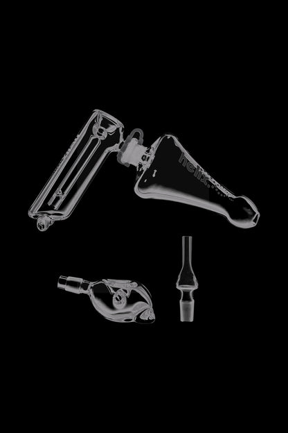 A studio shot of the GRAV® Helix Bubbler Multi Kit, showcasing the clear glass bubbler angled slightly from above.