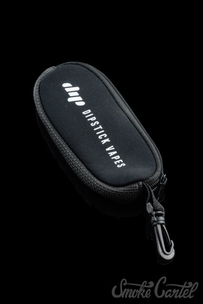 A close-up shot of the black Dip Devices Soft Carry Case with a silver zipper, viewed from a slightly angled perspective.