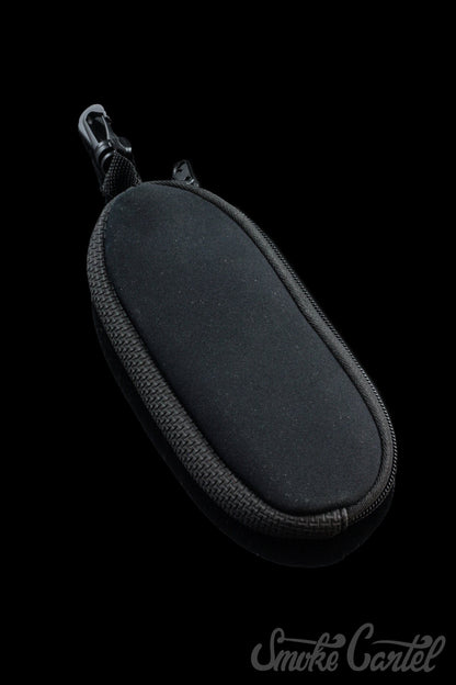 A close-up of the black Dip Devices Soft Carry Case, showing its zippered closure and loop for attachment.