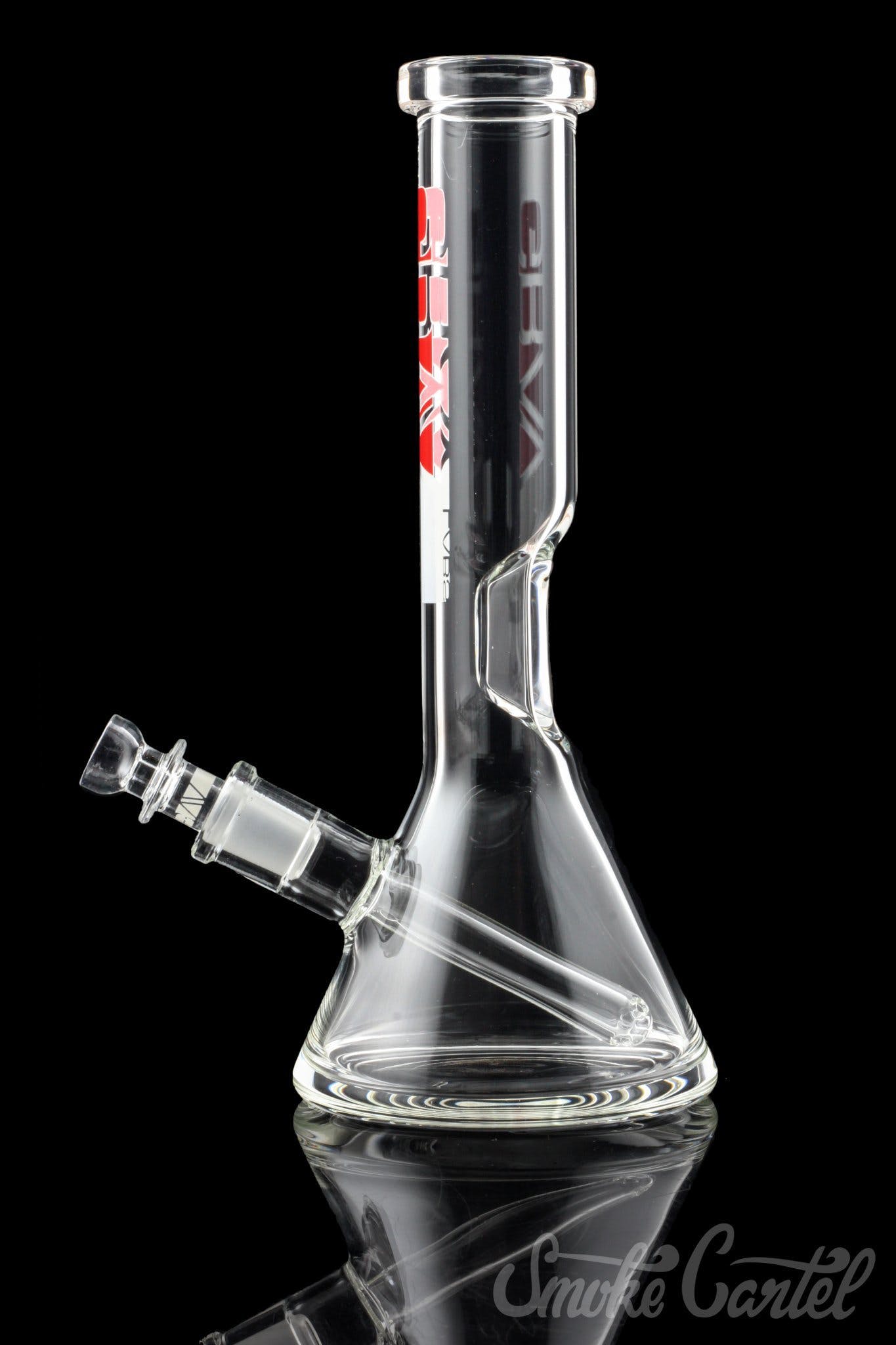 Front view of the GRAV® 8" Basic Beaker Bong, a clear glass piece with a simple, cylindrical shape and visible joint.