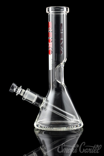 Front view of the GRAV® 8" Basic Beaker Bong, a clear glass piece with a simple, cylindrical shape and visible joint.