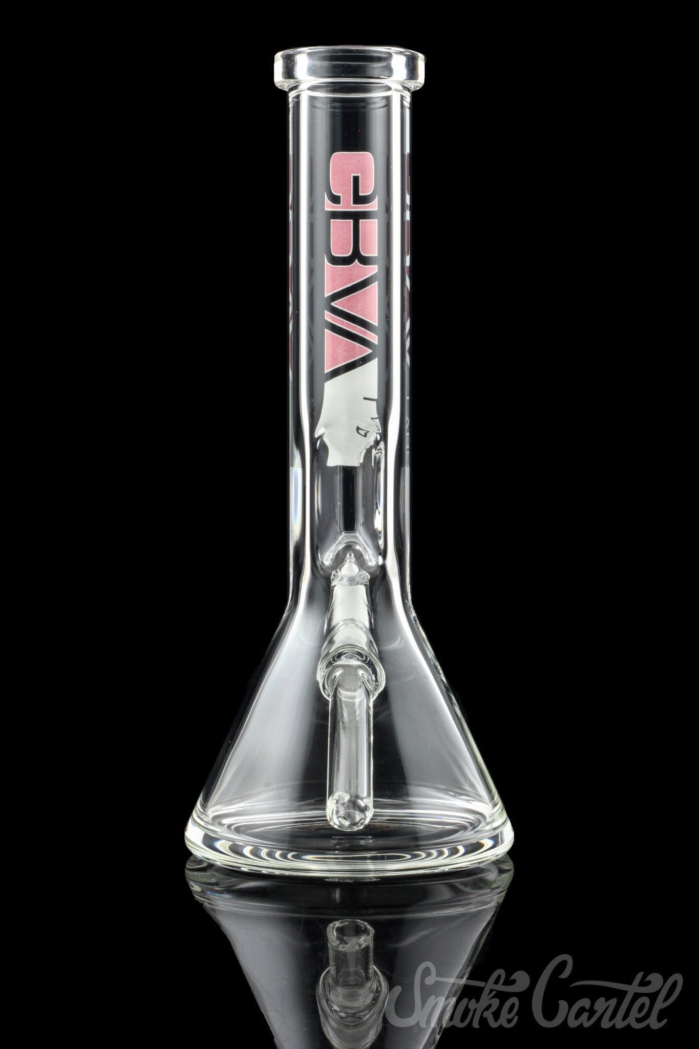 Front view of the GRAV® 8" Basic Beaker Bong, with clean lines and a simple, transparent glass construction.