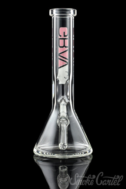 Front view of the GRAV® 8" Basic Beaker Bong, with clean lines and a simple, transparent glass construction.