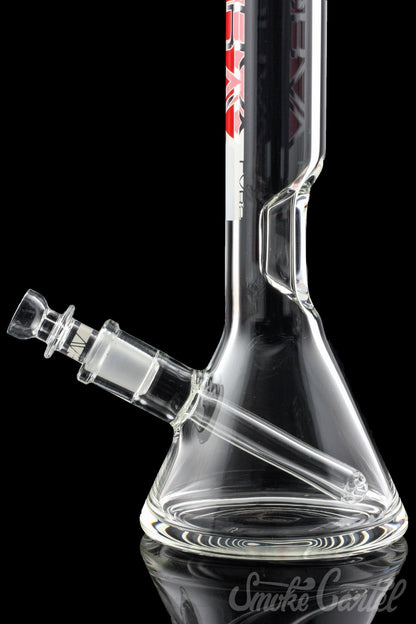 Front view of the GRAV® 8" Basic Beaker Bong, showcasing the clear glass construction and simple, cylindrical shape.